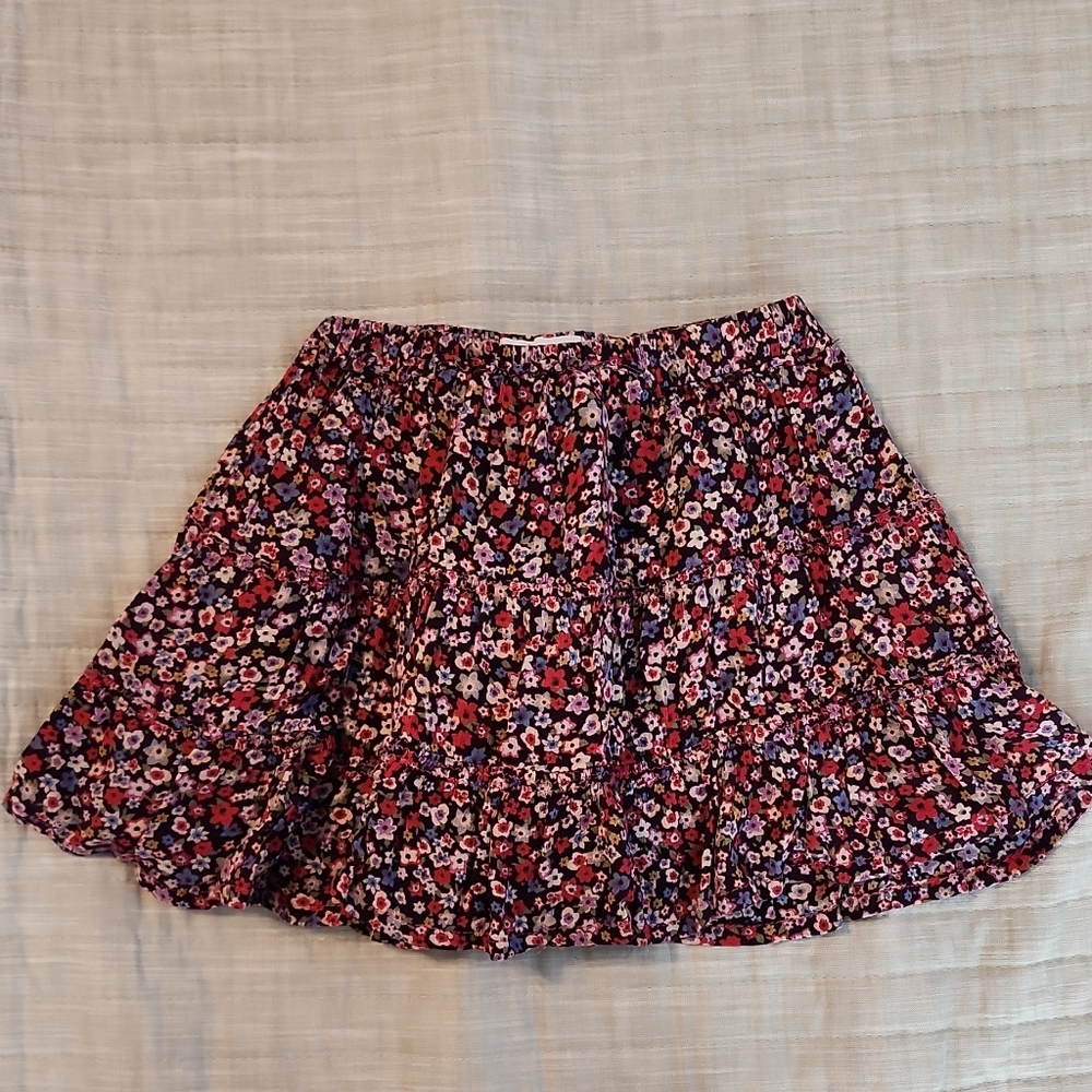 Zara Girls Floral Ruffle Tiered Skirt - Pink Multi